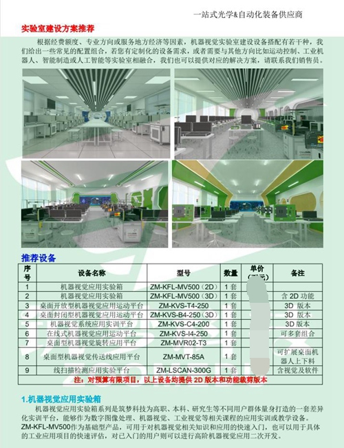 機(jī)器視覺實驗室建設(shè)方案（本科）